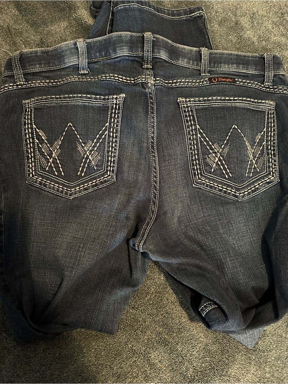 Wrangler Women's Dark Blue Boot Cut Jeans with White Pocket Stitching